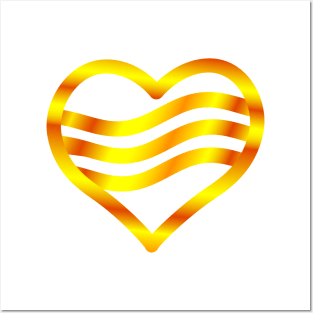 Gold ribbon heart Posters and Art